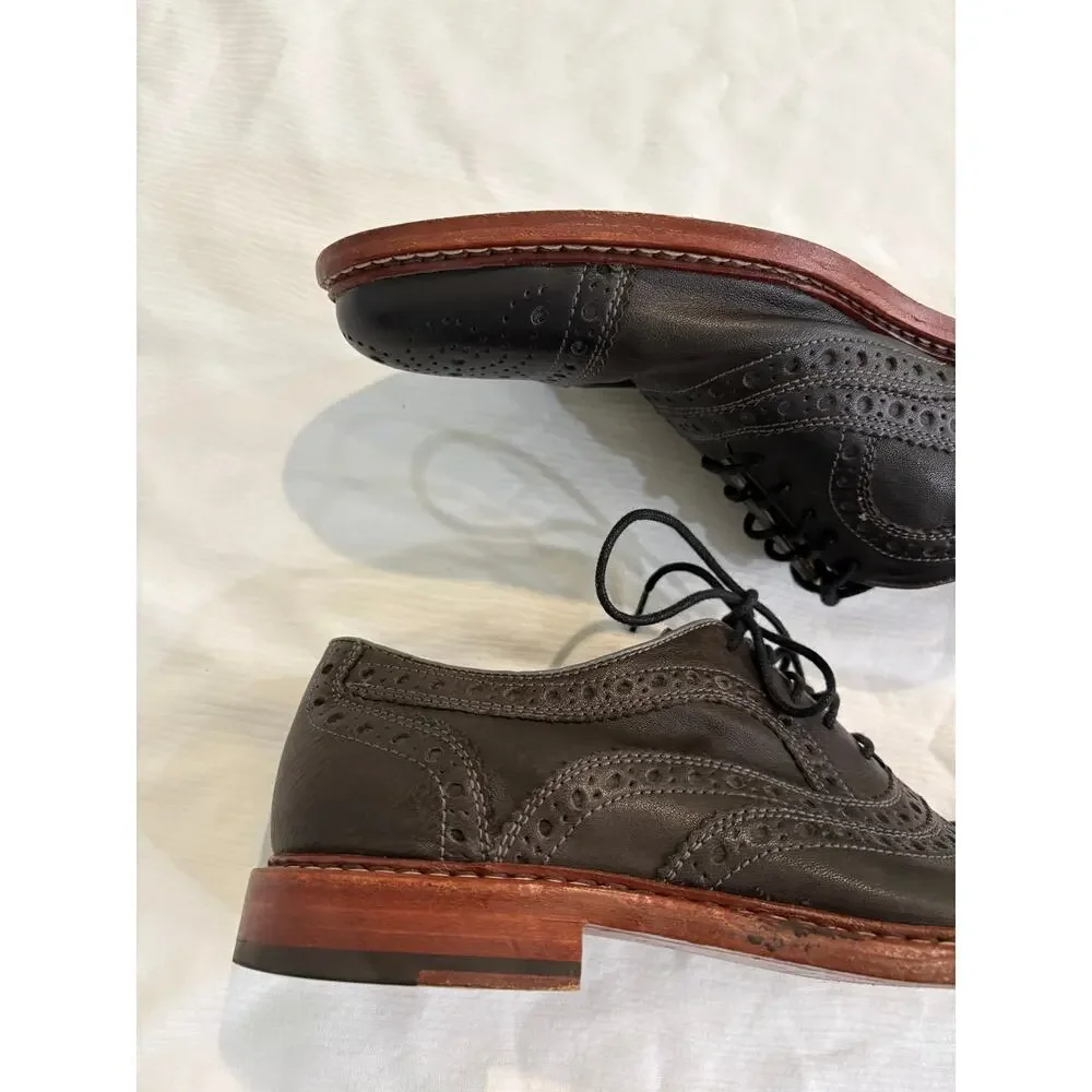 Johnston & Murphy 1850 Cap Toe Brogue Oxfords Men's 8 M Dark Gray Leather